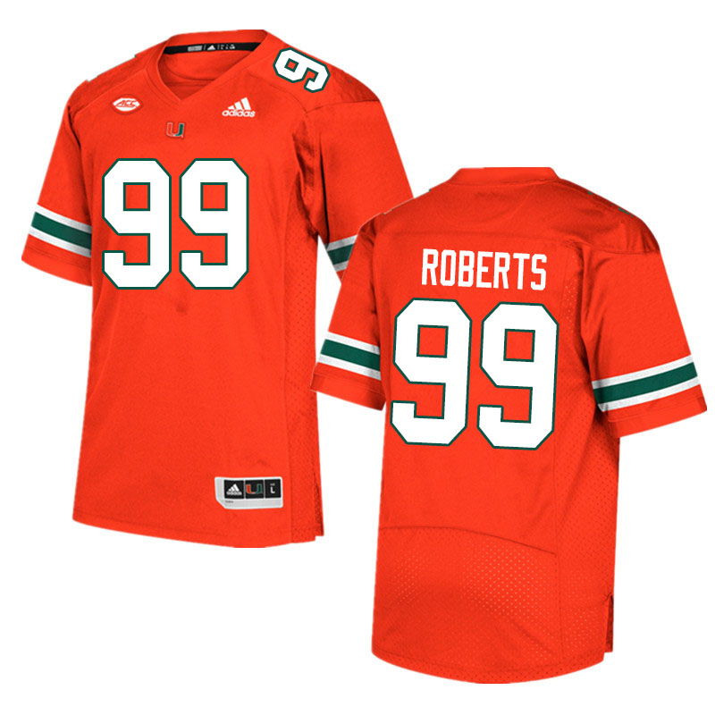 Men #99 Elijah Roberts Miami Hurricanes College Football Jerseys Sale-Orange - Click Image to Close